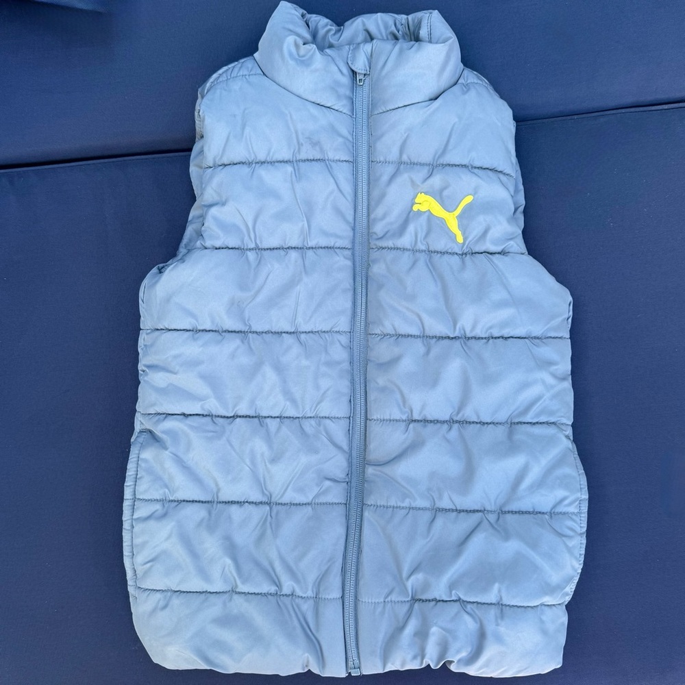 Puma | Grey-Blue Puffer Vest | Youth Small (7/8)